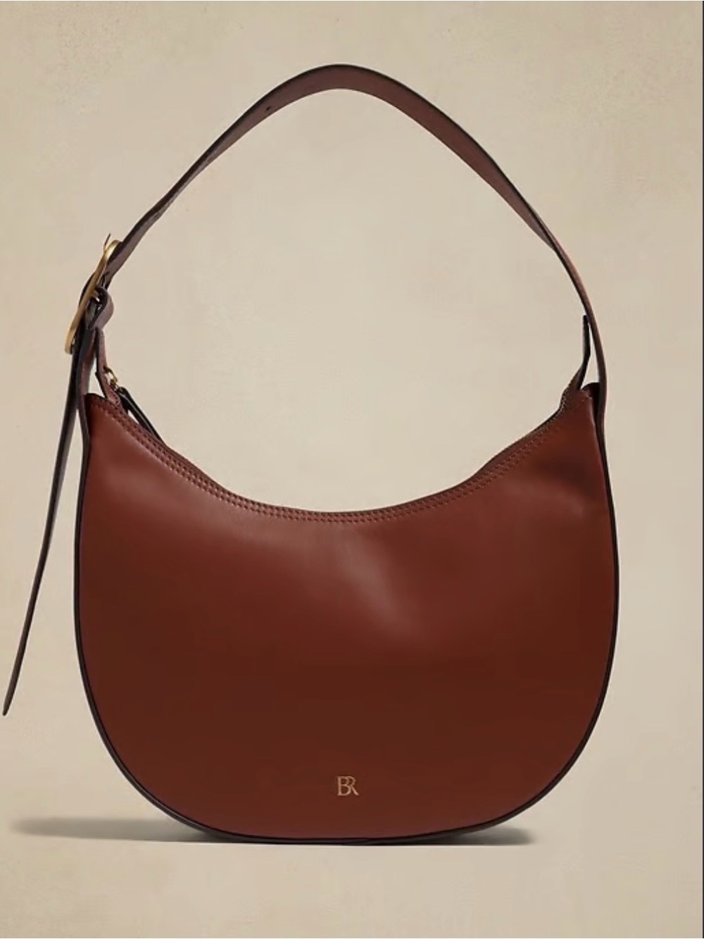 NWOT Banana Republic Factory Chestnut Brown Leather Crescent Shoulder Bag